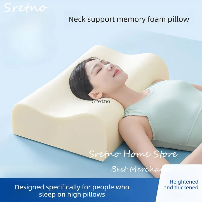 SRETNO Memory Foam High Pillow Specially Designed for High Weight Individuals, Protect The Cervical Spine To Aid Sleeping Pillow