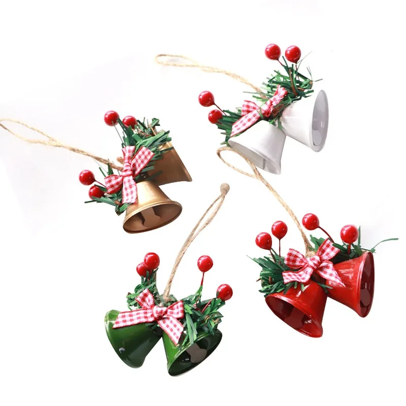 

4pcs Xmas Double Bell Xmas Bell Ornament Xmas Tree Hanging Decoration for Home Party Decoration