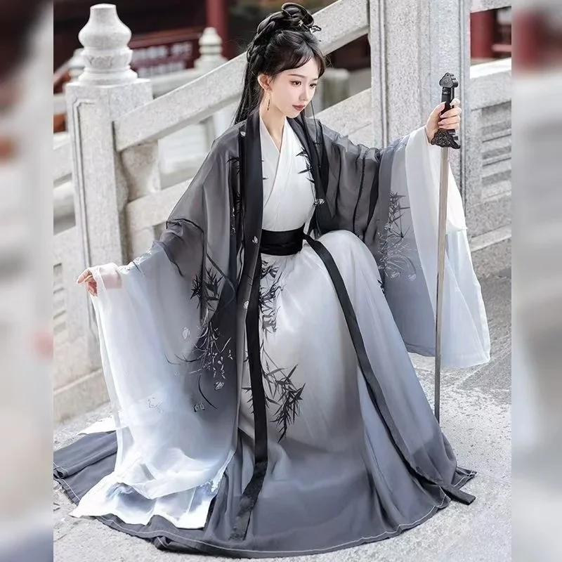 Original Ancient Song Dynasty Hanfu Dress Set Men Women Traditional Cross Collar Costume Classic Fairy Swords Cosplay Garments