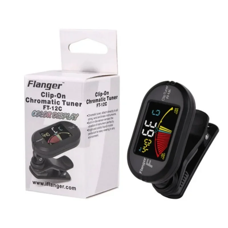 Flanger FT-12C Guitar Tuner Colorful Screen Chromatic Tuner with Clip Mount Display Tuner Guitar Bass Ukulele Violin Accessories