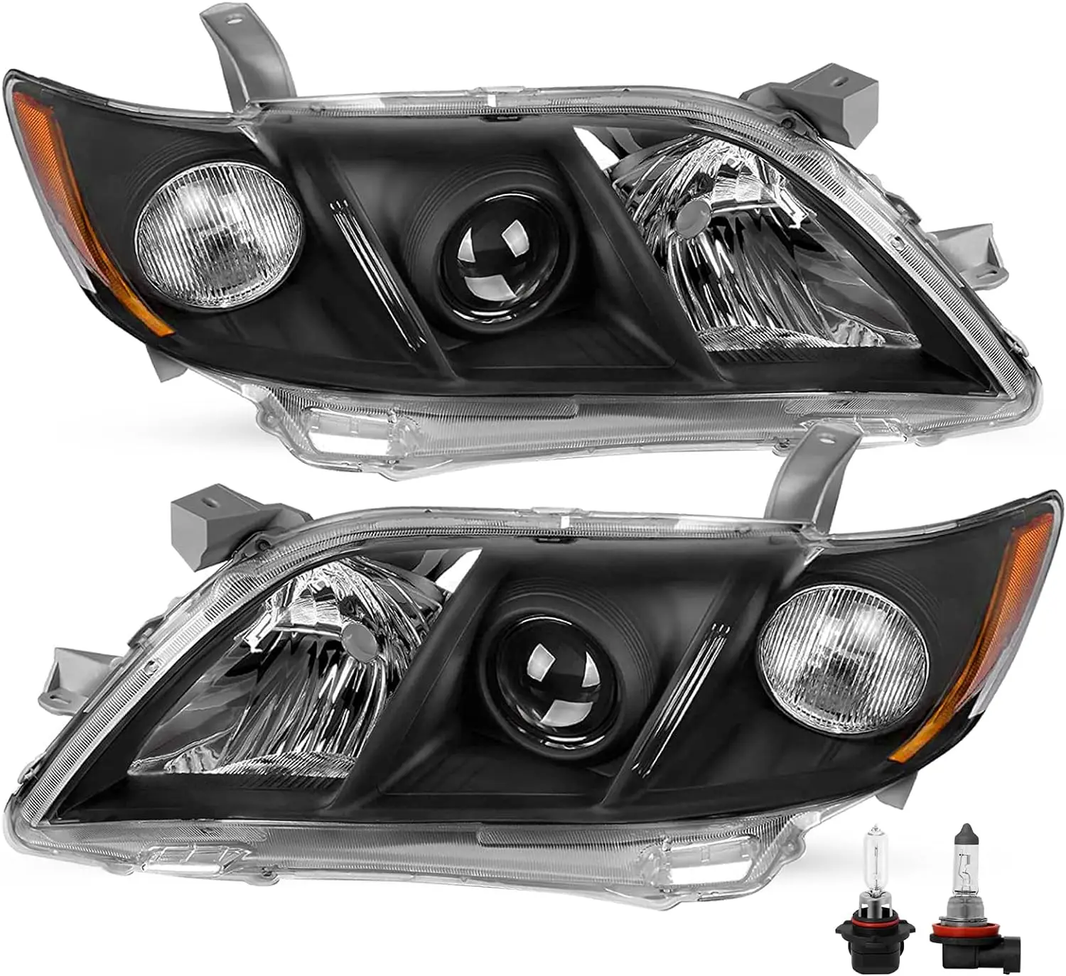 Sulinso  Projector Headlight Assembly Compatible with 2007-2009 Toyota Camry 4 Door Exclude Hybrid, Passenger and Driver