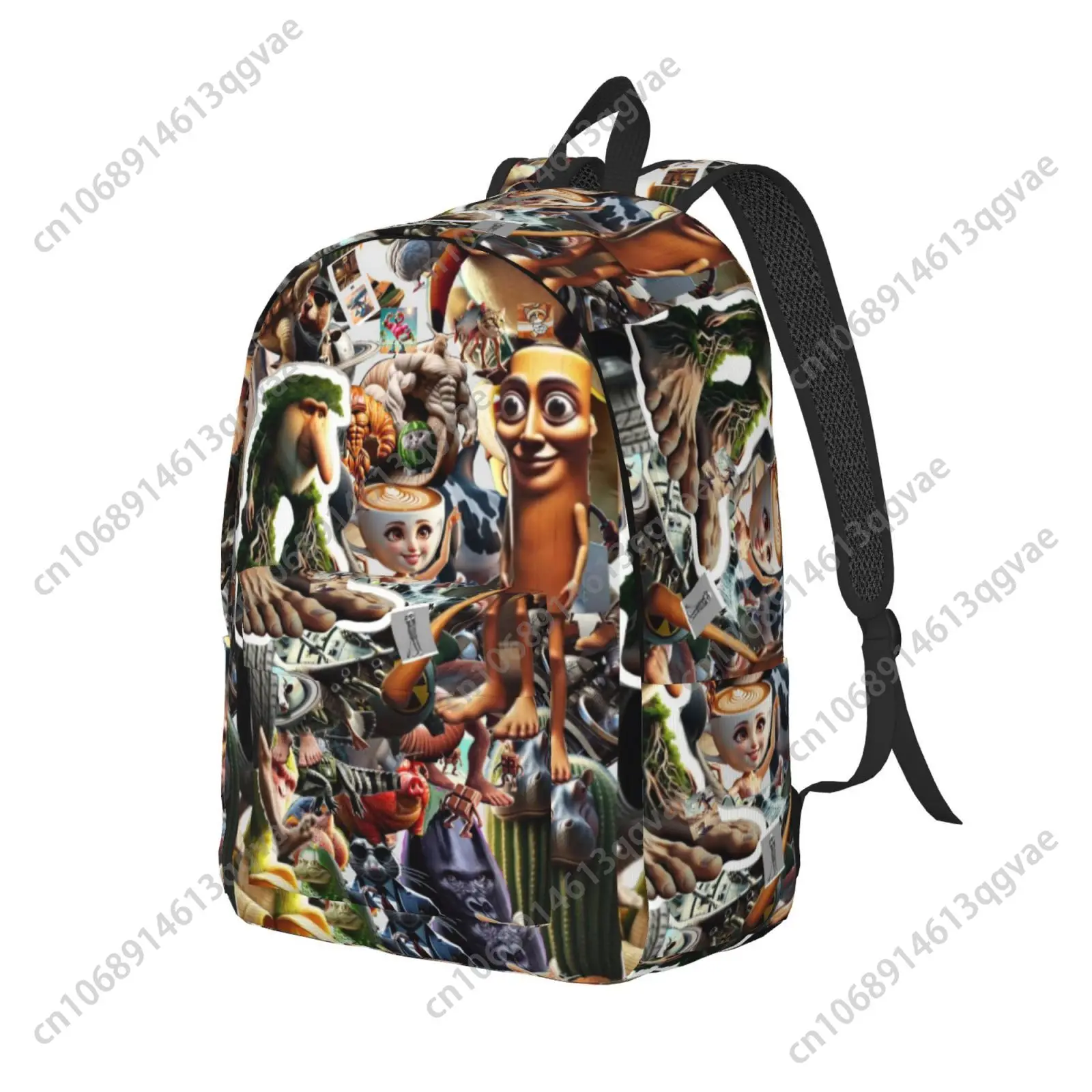 Abstract Italian Brainrot AI Custom Canvas Lightweight Backpack Fashion Durable Student Men Women Business Daypack