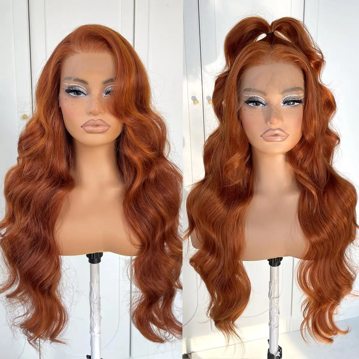 Ginger orange Wig Special Lace Front Wigs 13*4 24inch Long Body Wave Synthetic Lace Wigs for Cosplay Party