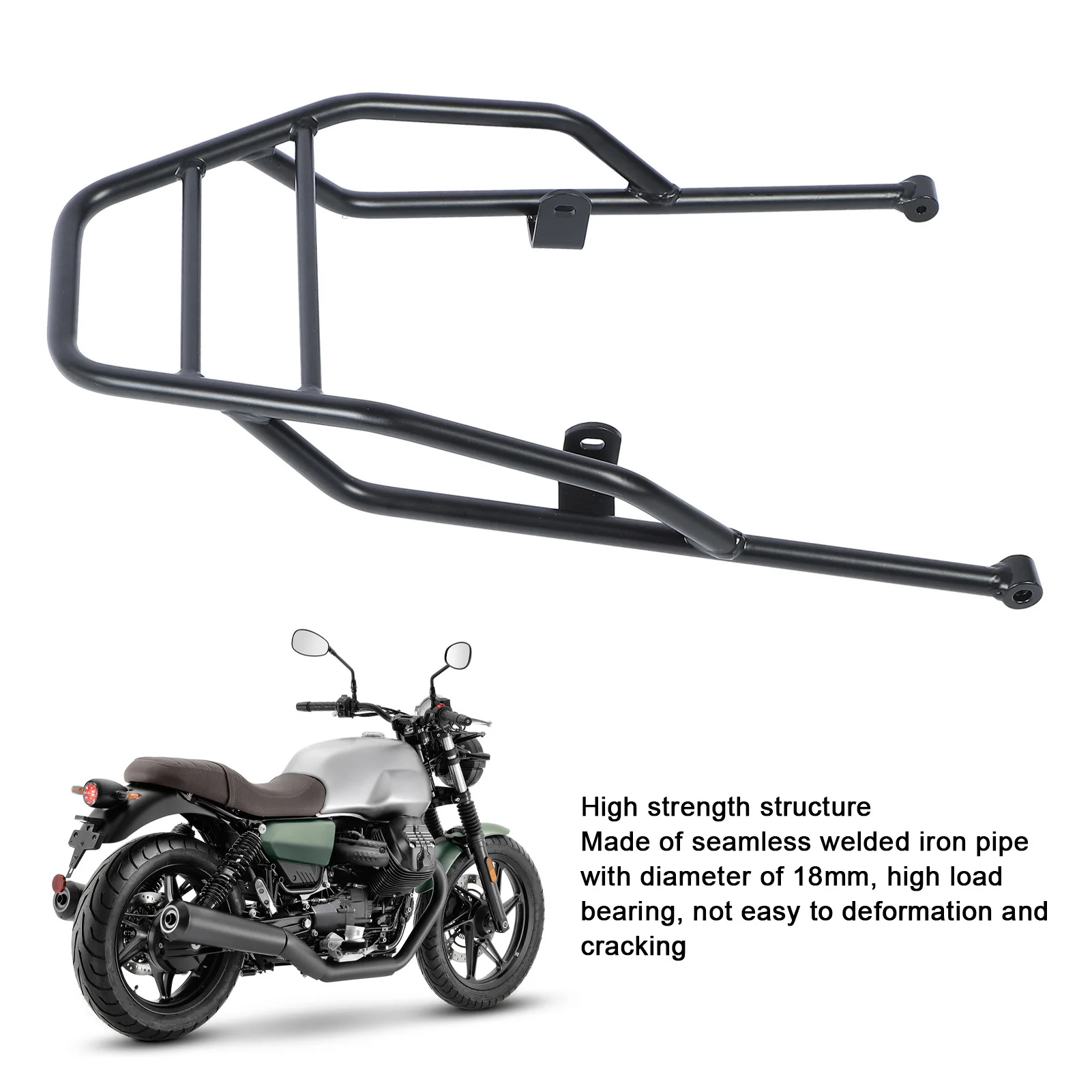 18 مللي متر أنبوب الحديد دراجة نارية الذيل البضائع تخزين الرف مقاومة للتآكل دعم مستقر دراجة نارية الخلفية رف أمتعة لحجر V7
