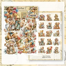 KLJUYP 40pcs Cute Bears Stickers Die Cuts Sticker Collection Kit for Scrapbooking Planner/Card Making/Journaling Project