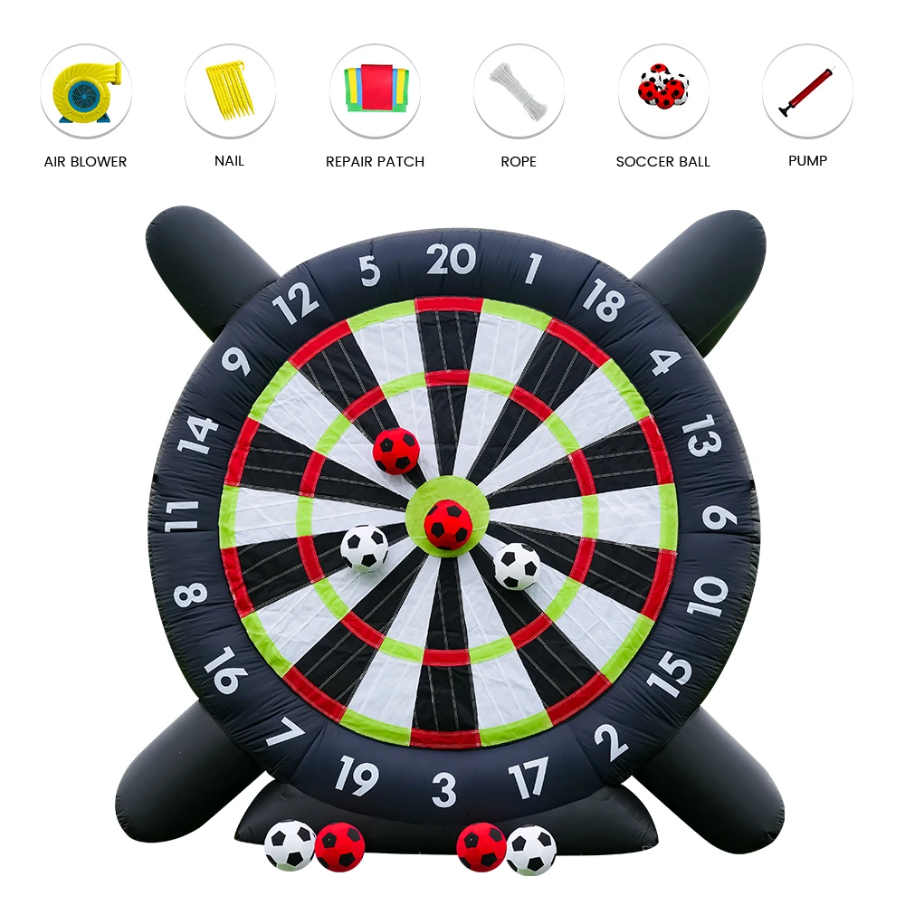 10FT Reuze Opblaasbaar Voetbal Golf Dartbord voor Buiten + 8 Voetballen & Blaasmachine Voetbal Speeltuin commercieel