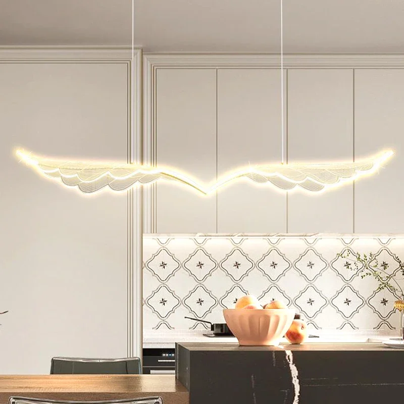 Modern Acrílico LED Pendant Light, Asas De Arte Simples, Tira Longa, Quarto Sala De Estar, Recepção, Loja Bar Contador, Lâmpada De Luxo