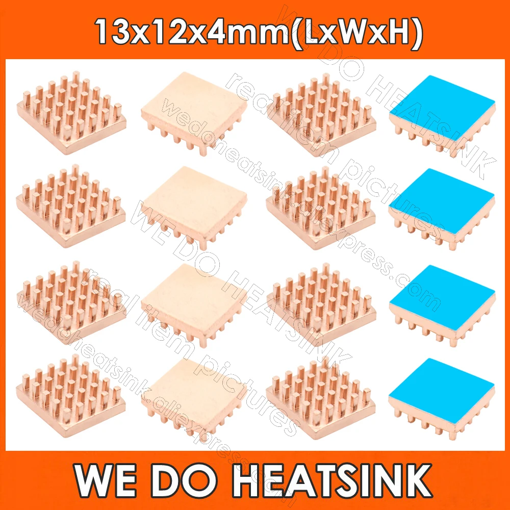 WE DO HEATSINK 13x12x4mm 13x12x5mm 13x12x7mm Without or With Thermal Pad Pure Copper Heat Sink For Pi IC Chip Packages