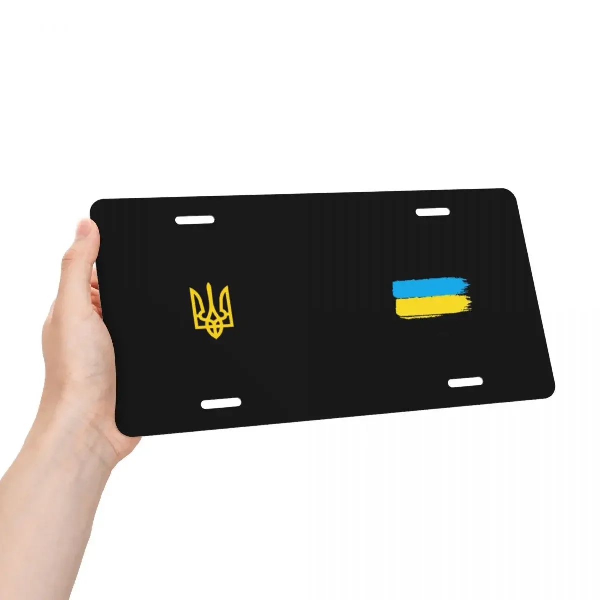 Custom Ukrainian Flag License Plate Cover Coat Of Arms Of Ukraine Tryzub Aluminum Metal Novelty Car License Plate Vanity Tag