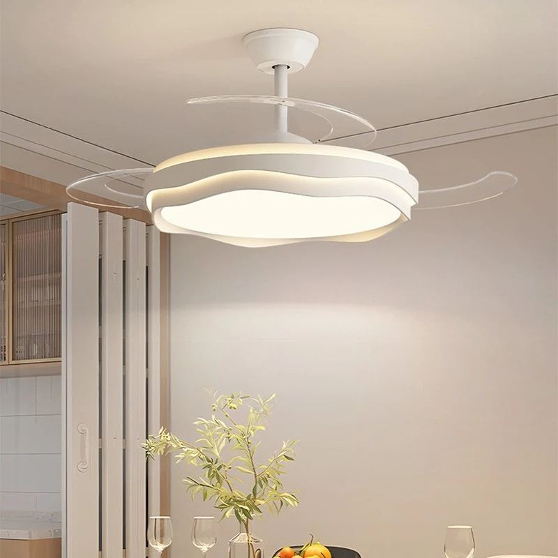 Nordic Minimalism Living Room Dining Room Invisible Fan Leaf Light Modern Art Creative Interior LED Ceiling Fan Lighting Fixture