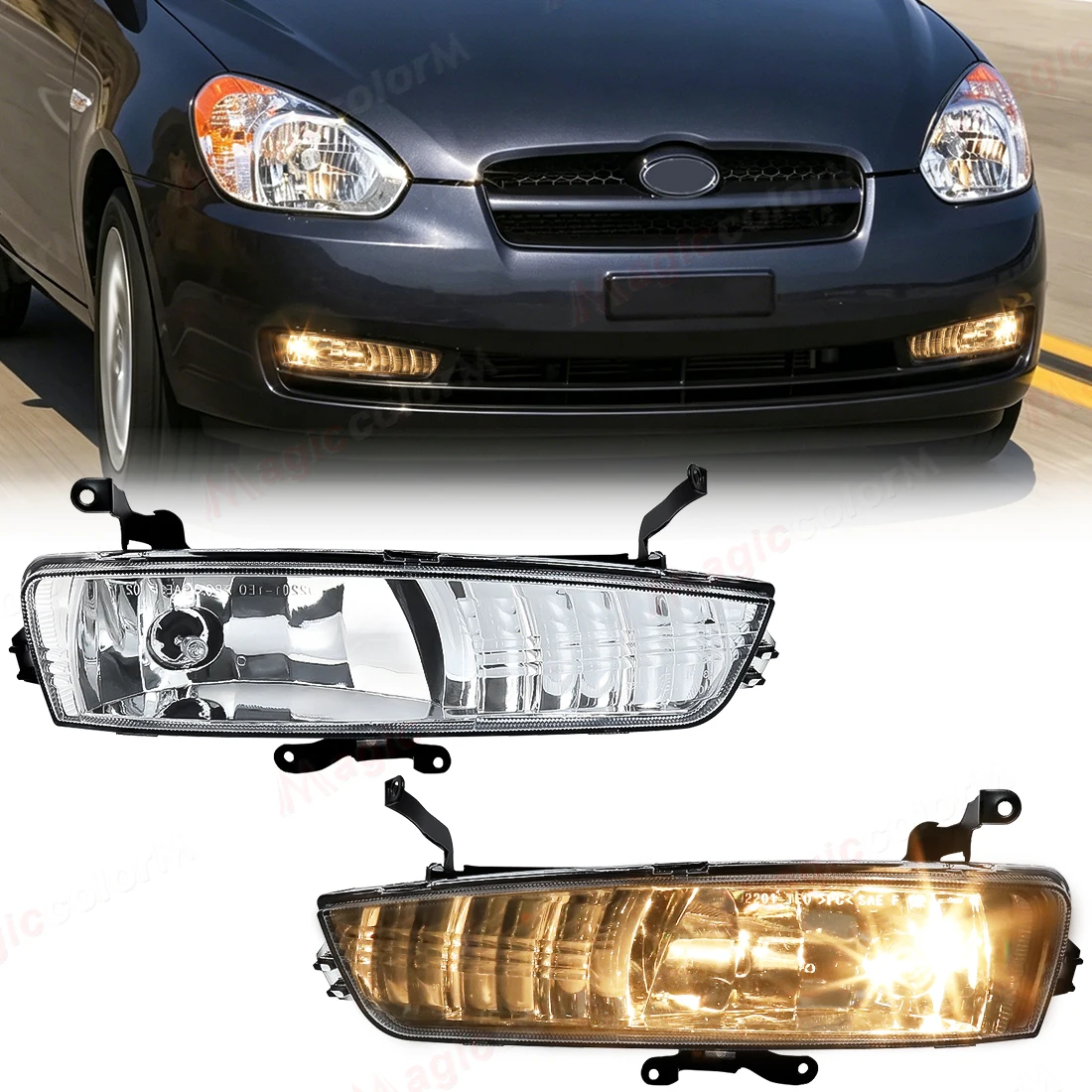 

Car Fog Lamps For Hyundai Accent 2006 2007 2008 2009 2010 DRL Daytime Running Lights Halogen Daylights 92201-1E000 92202-1E000