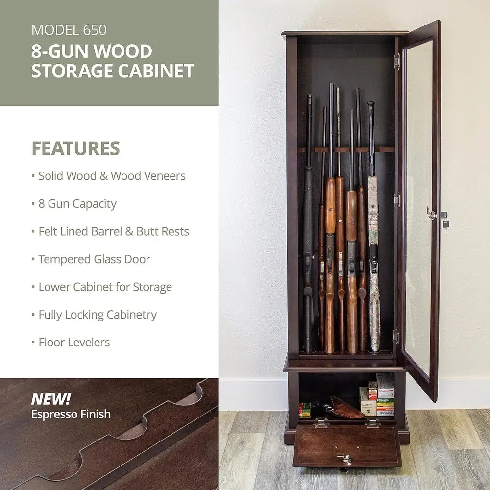 Rifle Storage Cabinet with Secure Glass Front