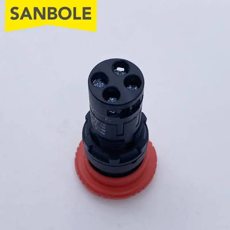 البلاستيك الأحمر الفطر رئيس الطوارئ وقف دفع زر التبديل ، فتح حفرة ، الفضة الاتصال ، لا NC الجولة ، 22 مللي متر ، XB7-ES545 ، 2 قطعة #6