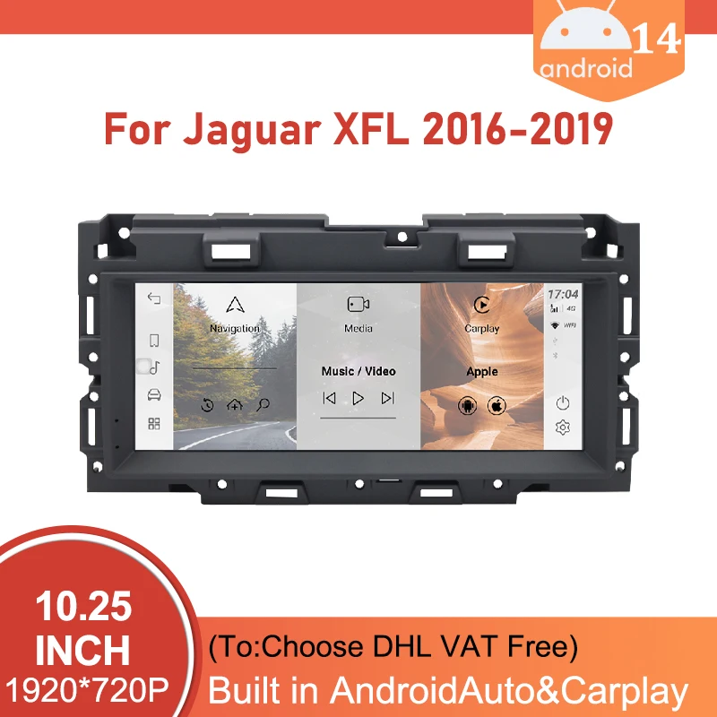 

Car DVD Radio Multimedia Player GPS For Jaguar XFL 2016-2019 2 DIN Car Play Android 14 128G Wireless Carplay Auto Navigation