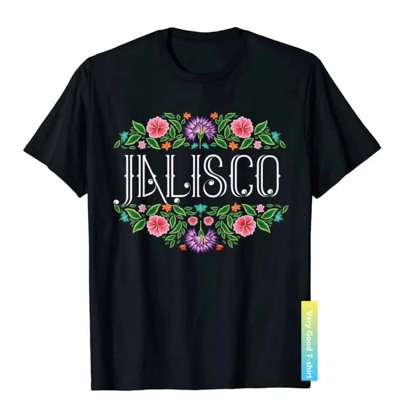 Футболка Jalisco Flores Мексиканская Мужская, 100% хлопок, Облегающая рубашка с коротким рукавом, топы