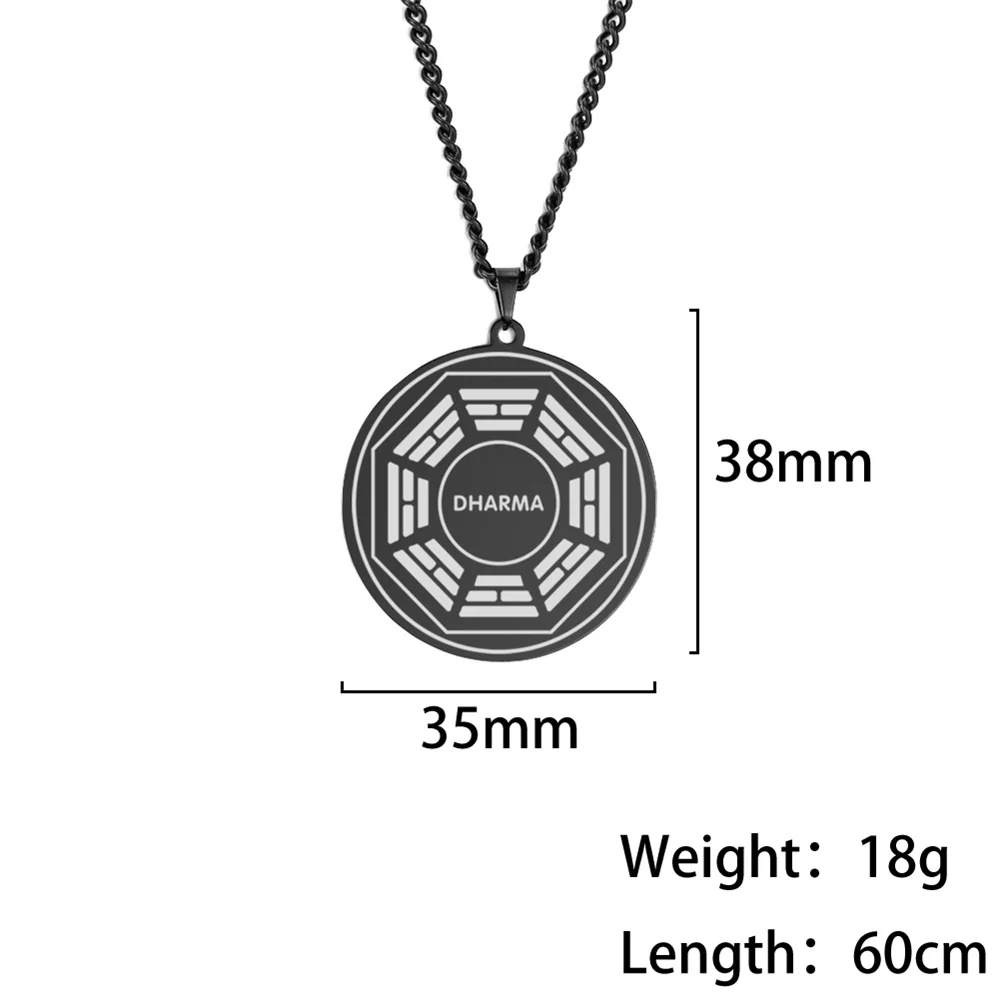 EUEAVAN Vintage Classic Dharma Sanskrit Necklace Buddhism Yoga Pendant Necklaces Stainless Steel Charm Chain Amulet Jewelry Gift