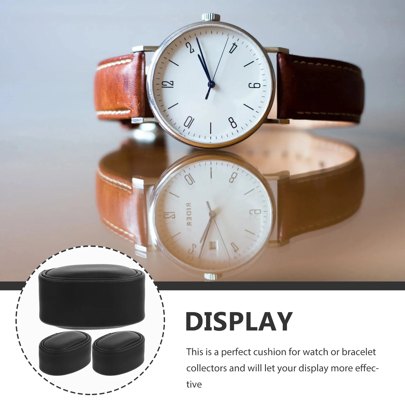 

3 Pcs Small Watch Pillow Pillows Jewelry Miniature Case Cushion Spinner Pu Decorative for Jewlery Bracelet Display