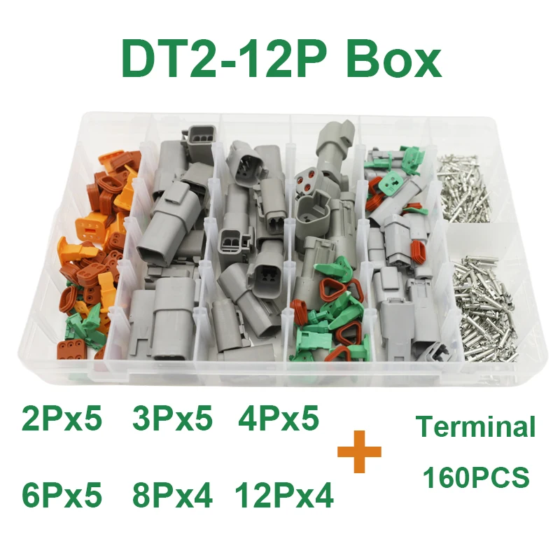 

Deutsch DT series 2-12P Waterproof Wire Connector Kit DT06-2S DT04-2P Automotive Sealed Plug DT connector with terminals box