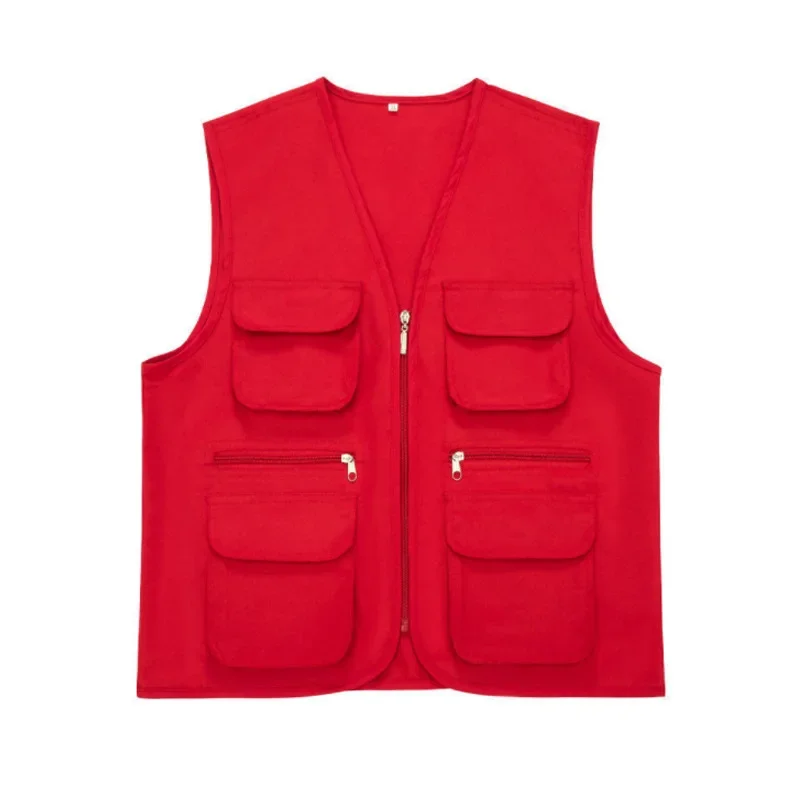 سترة تطوعية مخصصة مع جيوب متعددة شعار مطبوعة ملابس العمل للأحداث الخيرية الإعلان قمصان فضفاضة تناسب الرجال سترة #3