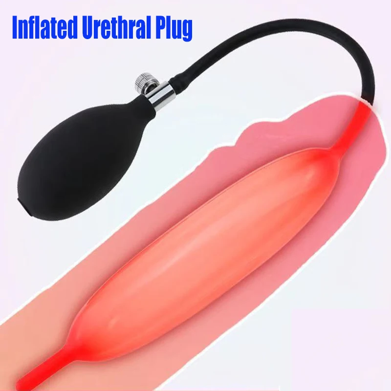 حار! سيليكون نفخ لعبة استثارة القضيب مجرى البول موسع القسطرة الأصوات عصا الذكور لعبة استثارة القضيب مدلك قضيب مضخة نقالة الجنس لعب