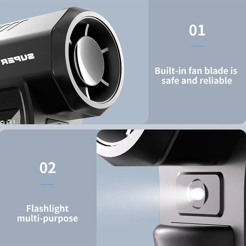 130000 RPM Turbo Violent Fan Digital Display 100 Speed Handheld Electric Fan Rechargeable High-Speed Brushless Motor