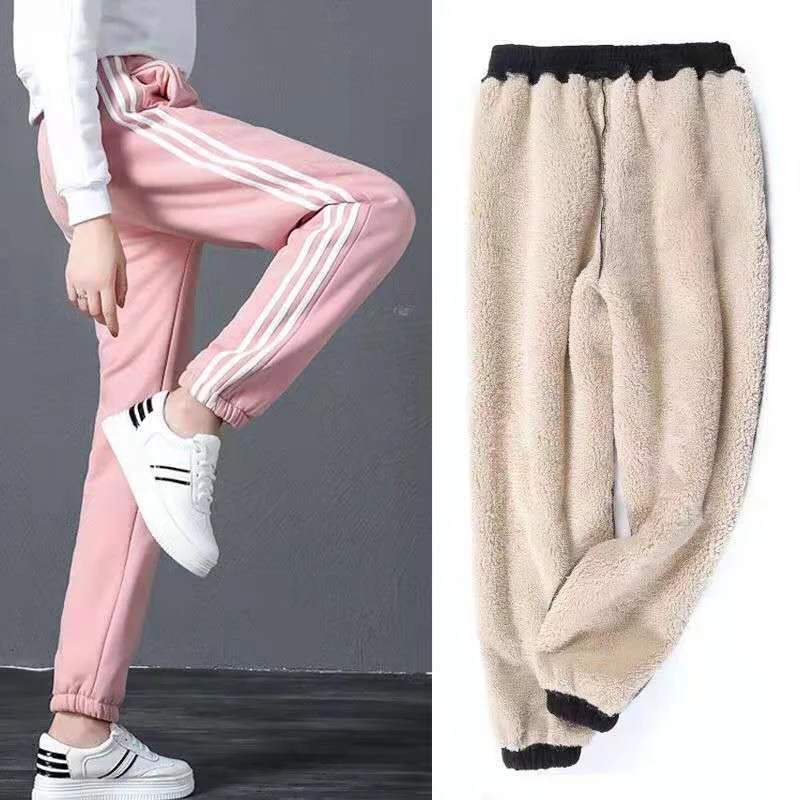 Women\'s Winter Warm Tights Thick Sports Pants Warm Wool Plus Long Cashmere Thick Pants Fashion Casual Solid Color Tights