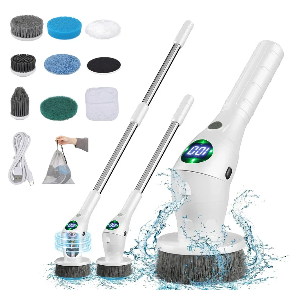 

%a Electric Cleaning Brush 8 in 1 Multifunctional Household Wireless Rotatable Cleaning Brush For Bathroom Kitchen Windows Toi