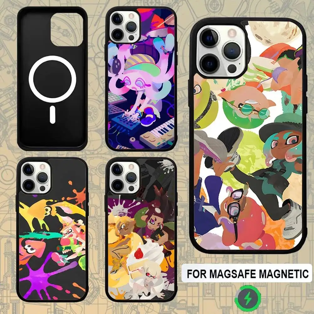 

S-SplatoonS Game For Magsafe Wireless Charger Case For iPhone 15,16,17,13,14,11,12,Pro,Max,Plus,E,Air,Mini Cover