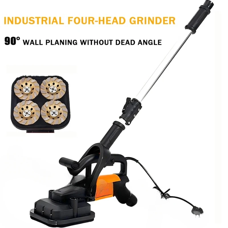 3800W Wall Grinding Machine Handheld Four-wheeled rough Dust-free Plasterer with Extension Rod walls concrete floors Polish tool