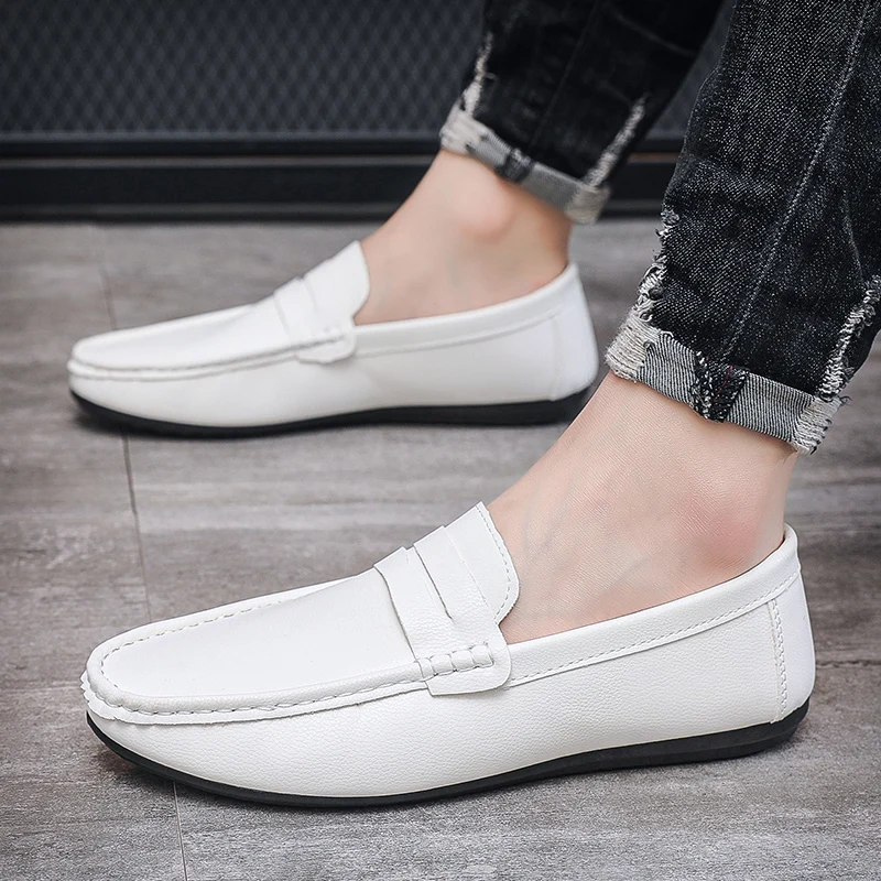 Leather Men Casual Shoes Breathable Comfort Slip-on Mens Driving Shoes Fashion Male Lazy Shoes Luxury Brand Loafers Moccasins