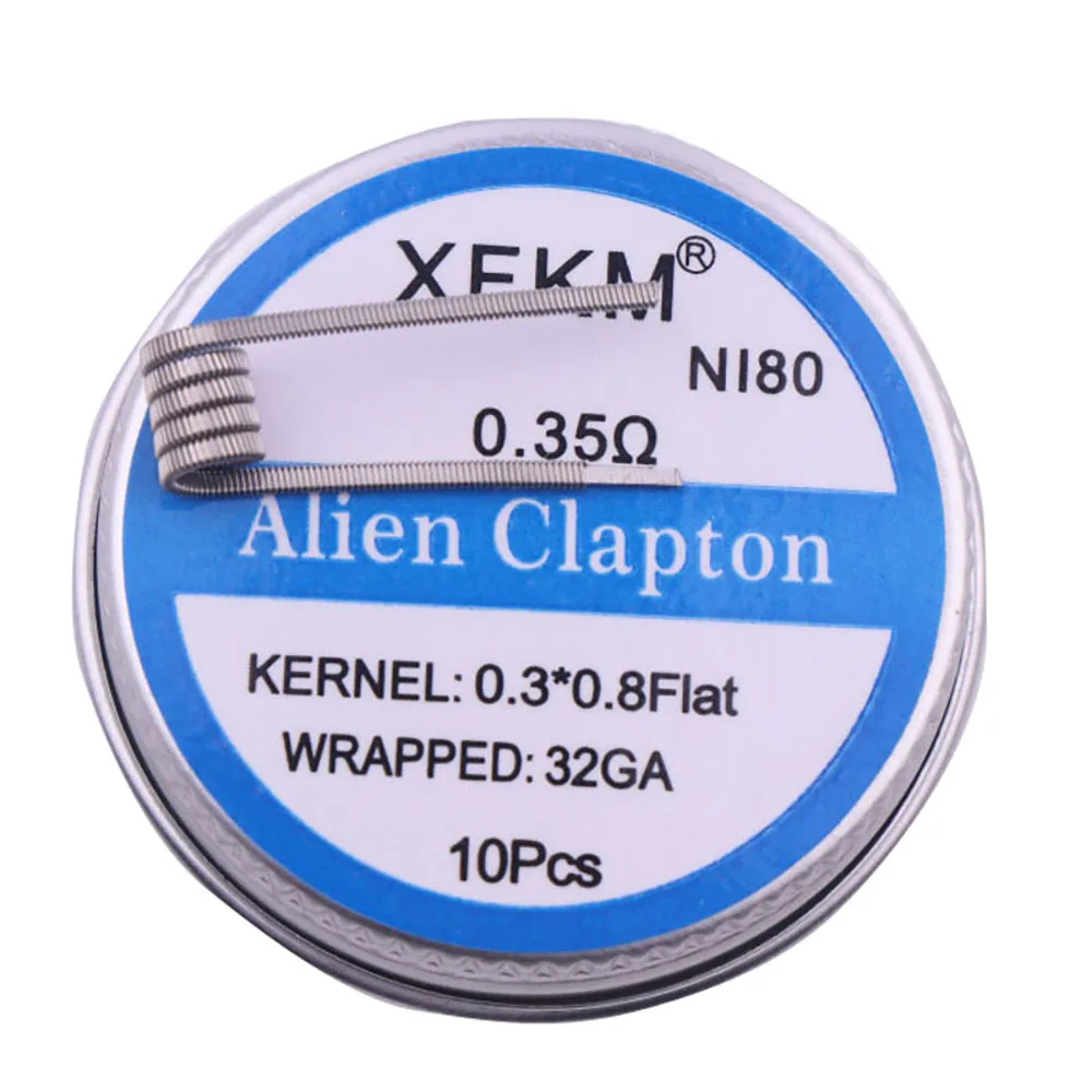 10Pcs/Box ni80 Prebuilt Coil Alien Clapton Fused Clapton Premade Coils for RDA RTA Atomizer Heating Wire