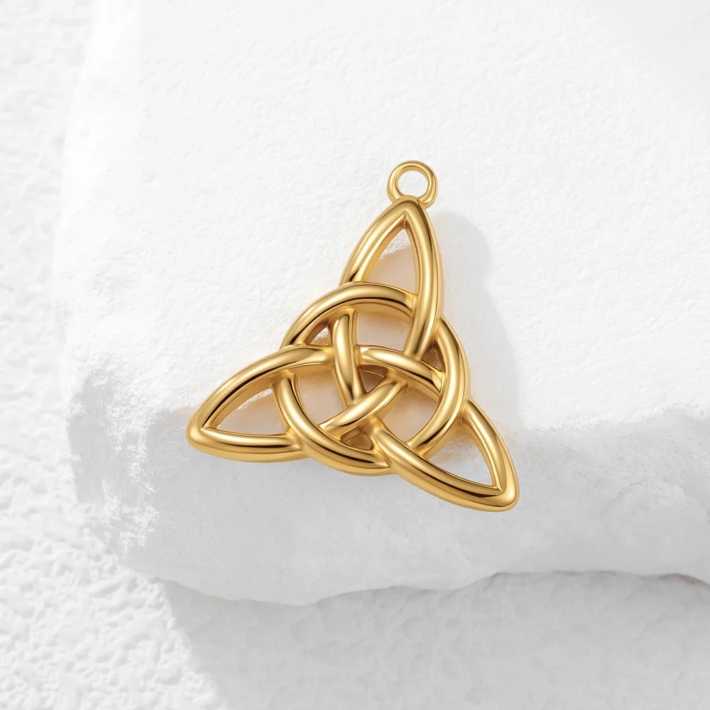 3 Stück/Set, irische Knoten-Charms für Halsketten, Ohrringe, Schmuckherstellung, DIY, Edelstahl-Amulett, Triquetra-Anhänger, Großhandel. – Detail 8