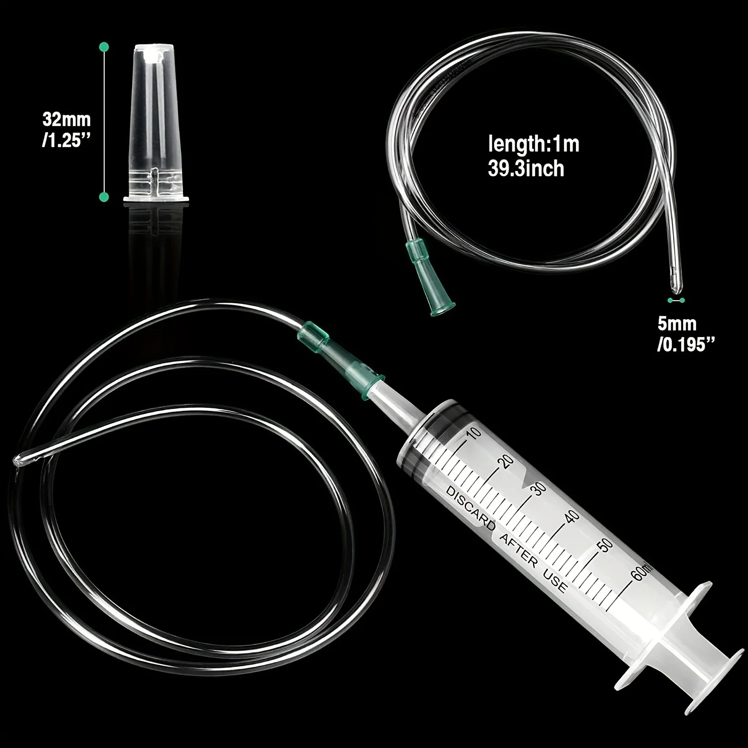 60-ml-Kunststoffspritze mit Röhrenmesszylinder, Flüssigkeitsspritze mit Deckel zur Absorption von flüssigem Öl, Spritze zum Füttern von Haustieren – Detail 2