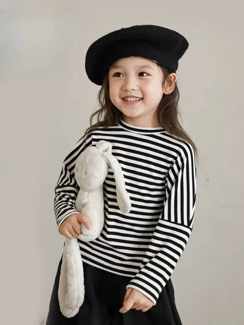 Stripe Teen Girl Clothes Children's T-shirts Girls From 10 12 Years Fashion 5 6 T-shirt Kids Clothing 7 Outdoor 8 2025 Coat 11 4
