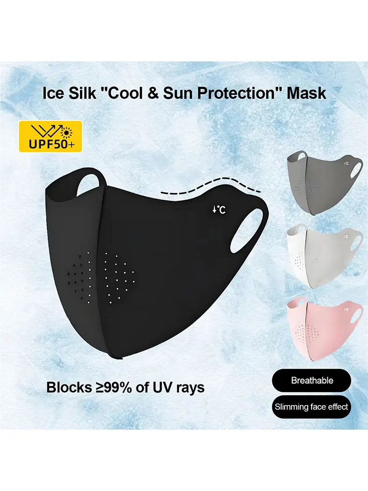 

Cooling Mask for Women Men Ice Silk Driving Summer Face Cover Lightweight Washable Breathable Cycling Ice Silk Shopping Sun Mask