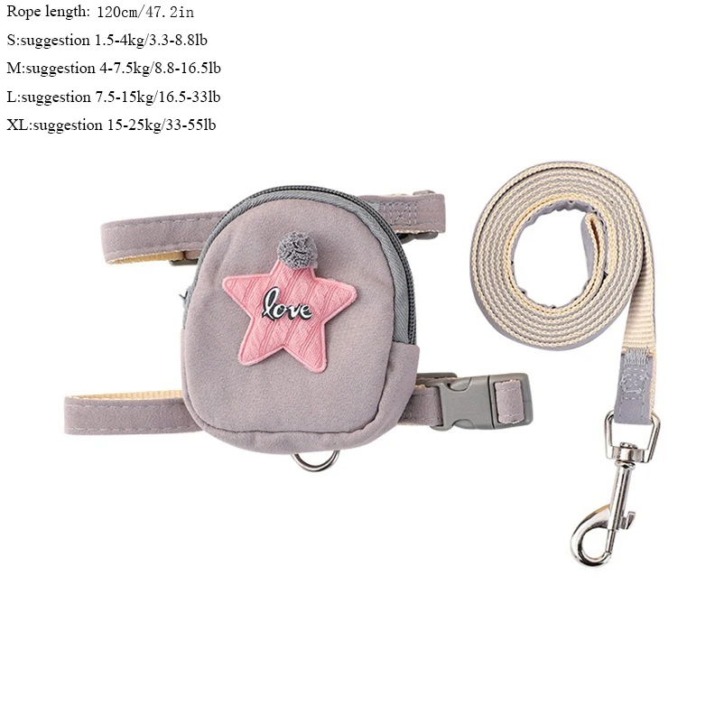 Cute starfish cat dog traction rope vest chest harness backpack pet outing supplies school bag pet supplies