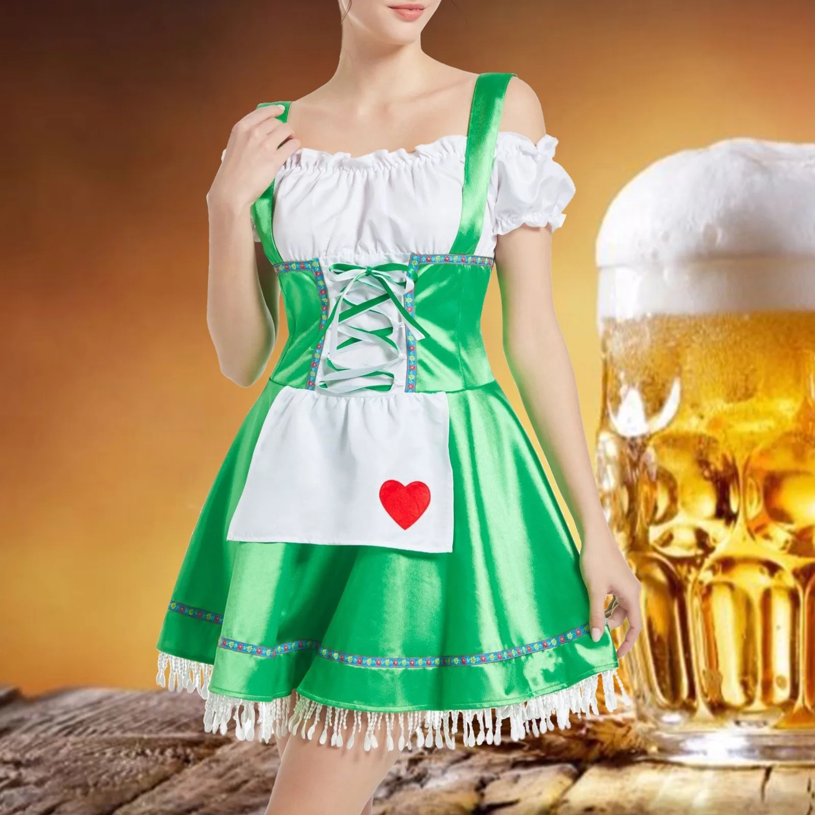 Robe de cosplay allemande pour femme, robe Dirndl, costume de bière sexy, fête de paupières d'Halloween, fille bavaroise, Off Initiated, Oktoberfest