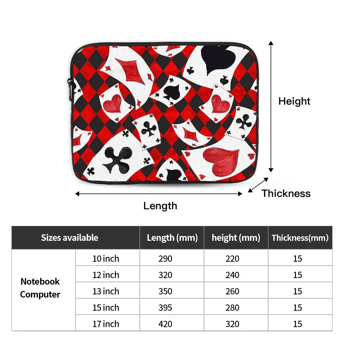 Cool Poker Playing Cards Pattern Gambling Card Game Notebook Laptop BagCase Pouch For Macbook Air Pro Tablet Shockproof Case Bag