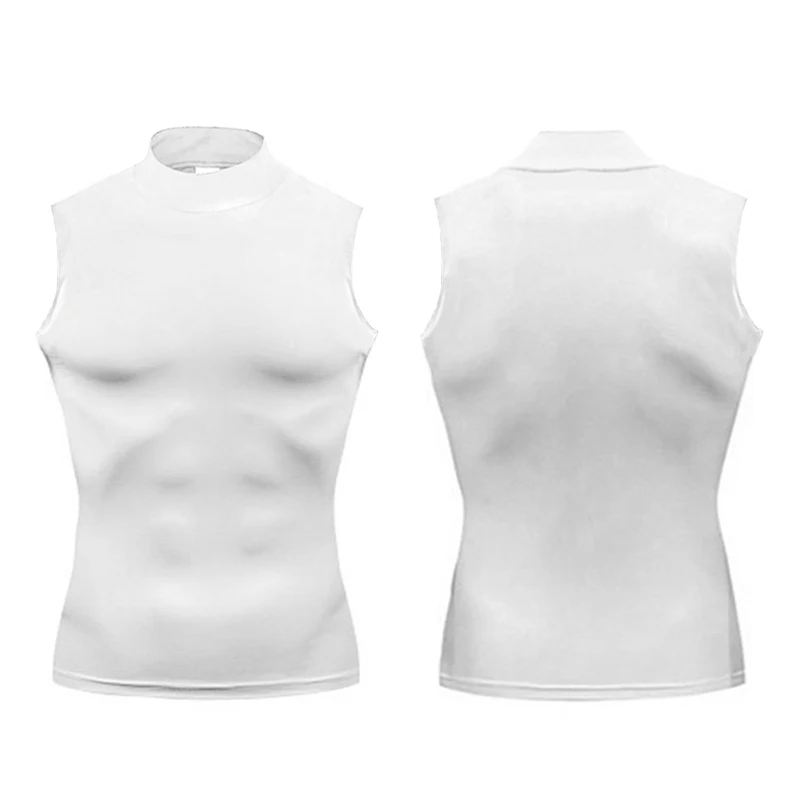 Compression Shirt Men Gym Tank Top Muscle Fitness Clothing Turtleneck Sport Sleeveless T Shirt Elastic Bodybuilding Running Vest image 3