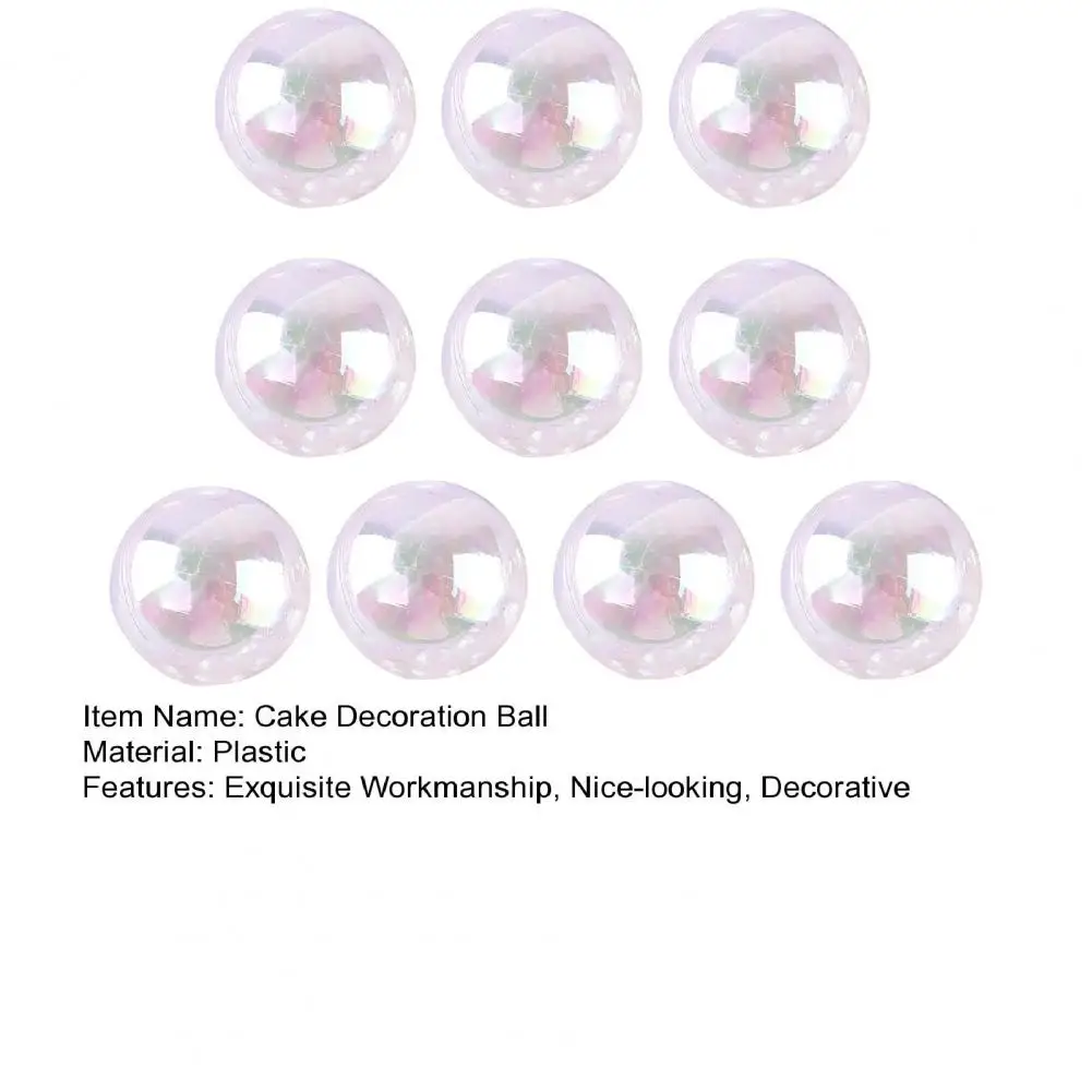 10 Pcs Cake Decoration Ball Transparent Pearlescent Faux Pearl BAP Free Plastic Christmas Tree Wedding Party Decor Bakery Supply