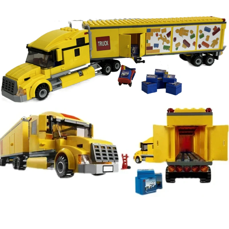 テクニカルイエロー配送輸送トラック ‌ ‌   60440 ブロックフィギュアセット 車両モデル 子供のおもちゃ キッズギフト