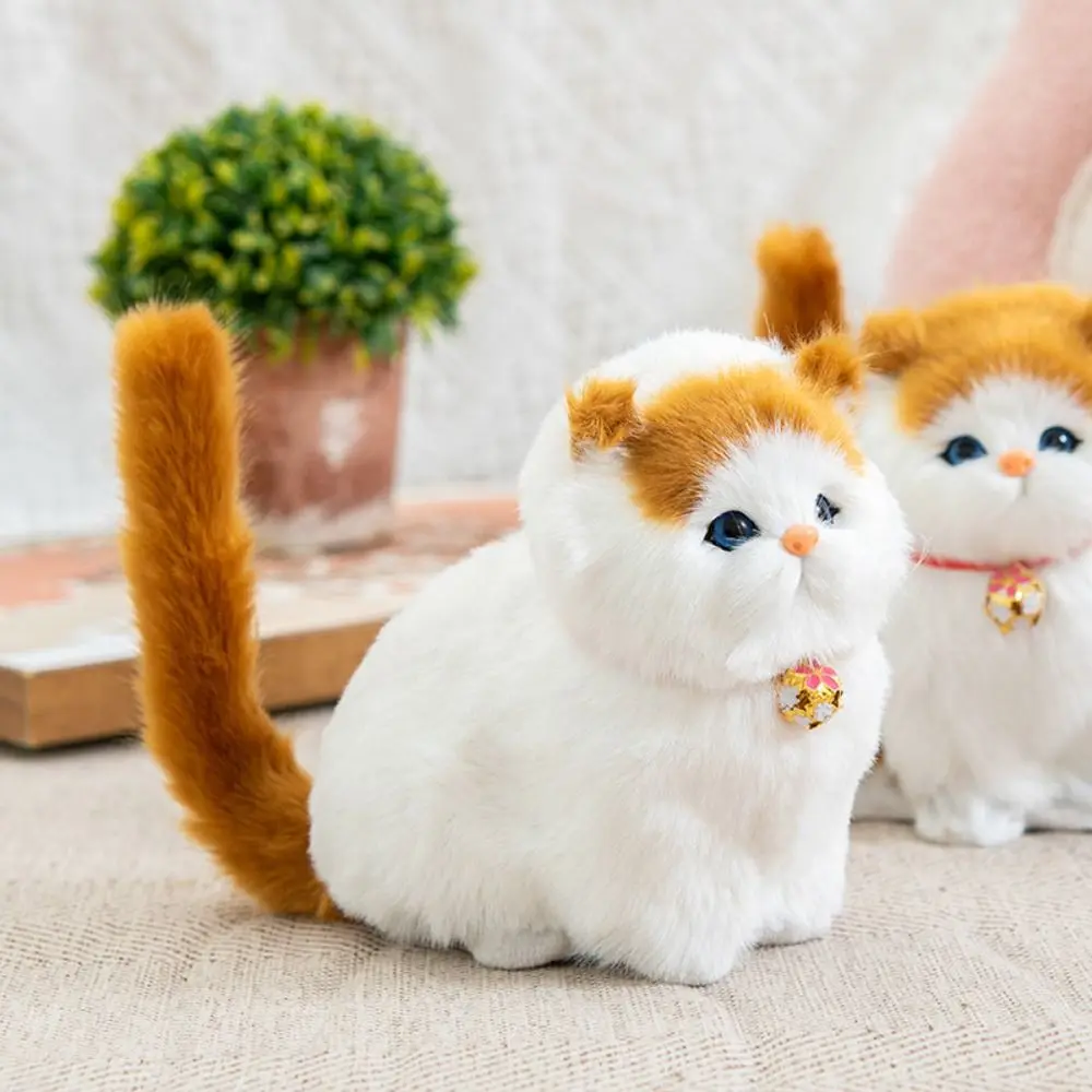 Kawaii Fluffy Simulation Cat Creative Comfortable Imitation Cat Cartoon Interactive Stuffed Animals Children