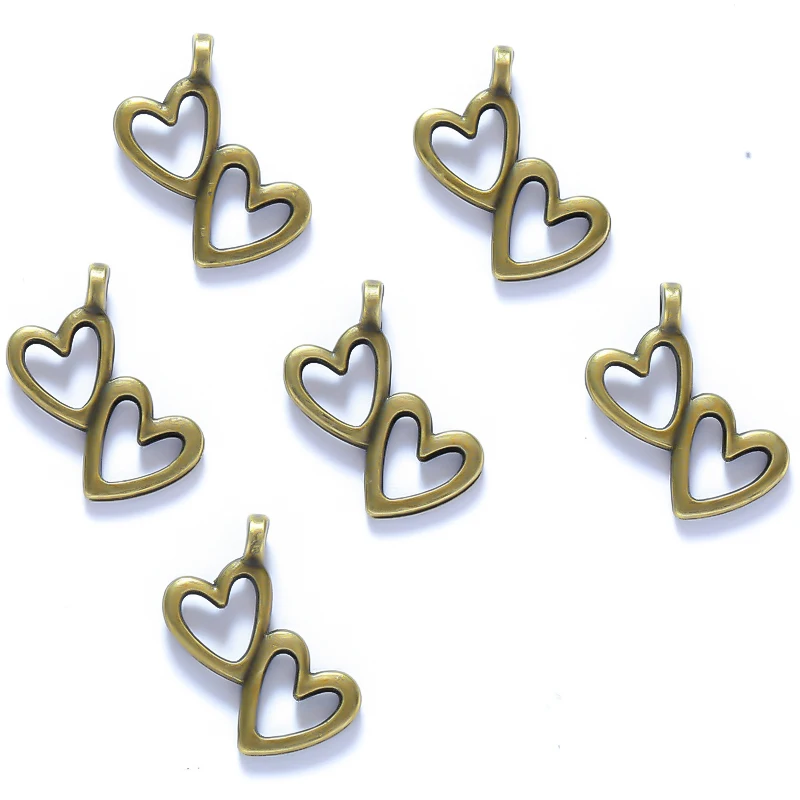 30 قطعة 6 اللون رائعة على شكل قلب سحر ل قلادة كيرينغ قلادة DIY بها بنفسك اليدوية مجوهرات اكسسوارات 13*17 مللي متر A146