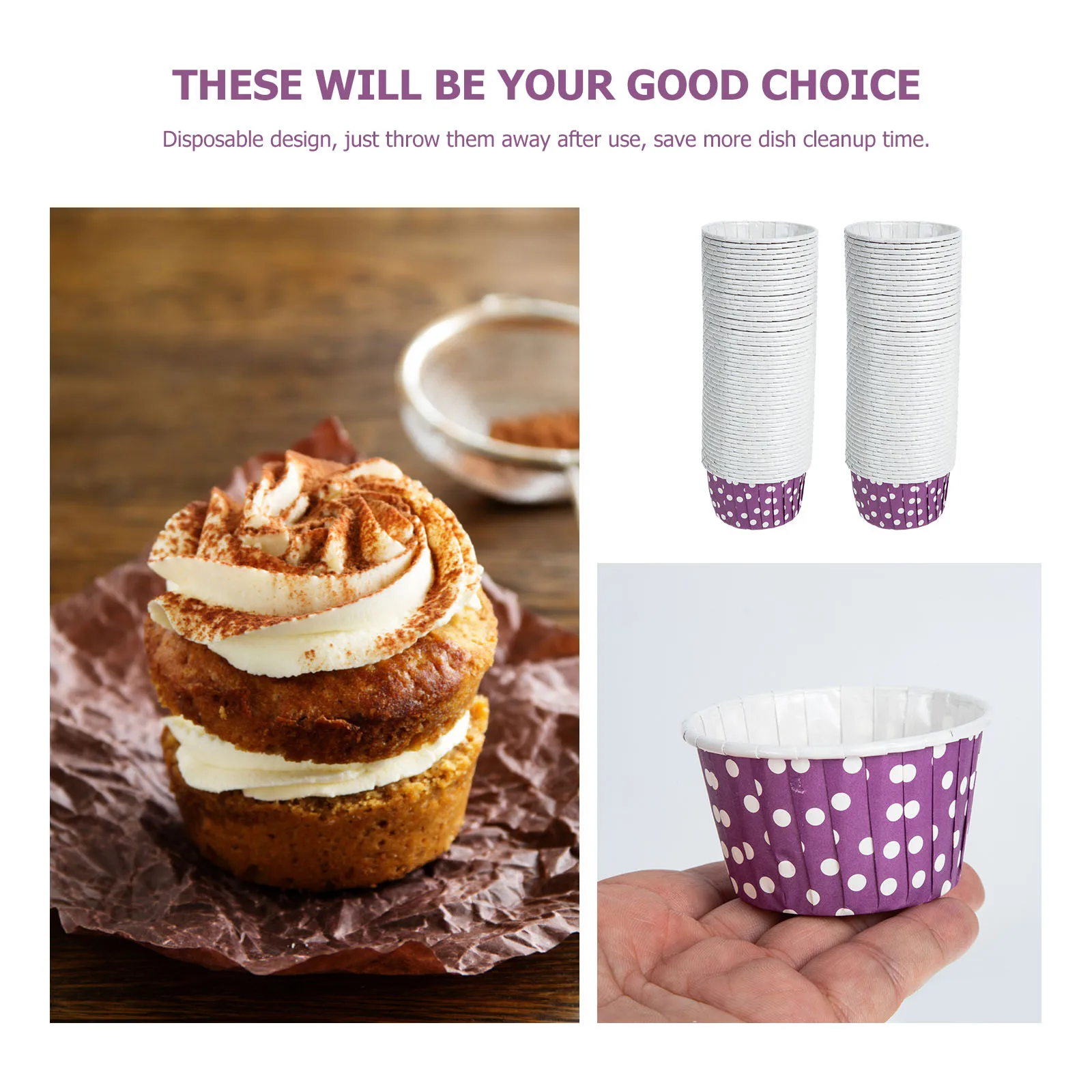 

100 Pcs Disposable Cake Cups Paper Cupcake Liners Muffin Lining Treat Baking Ice Cream Baby Boy Party Supplies