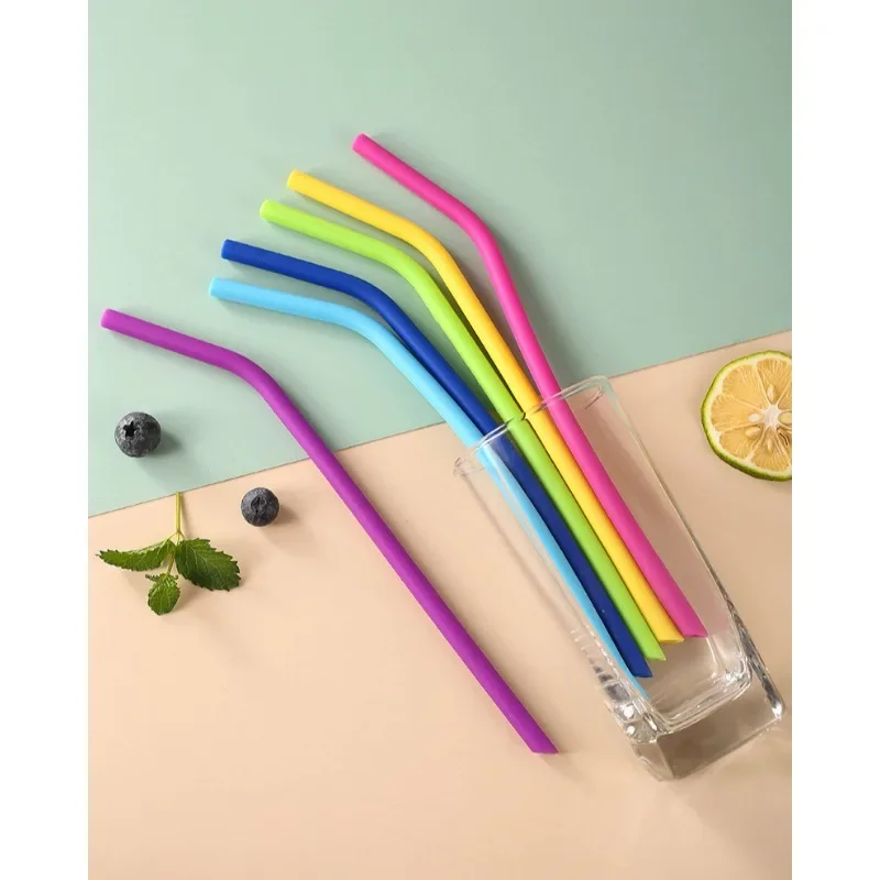 Silicone Straw 19*5.5cm Drink Milk Tea Juice Multi-color Straw High Flexibility Is Not Easy To Deform Smooth and Flat