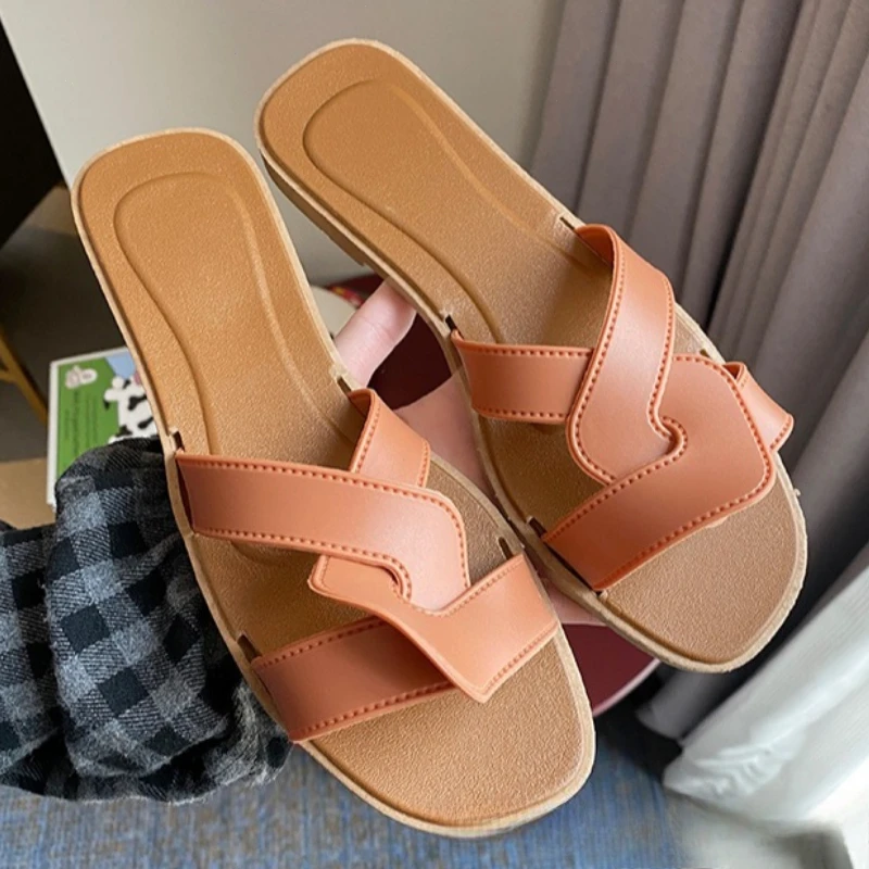 

Slides Women Summer Woman Shoes Flat Slides Ladies Slippers Pretty Women Shoes New Slippers Cross Strap Slides Flats Sandals