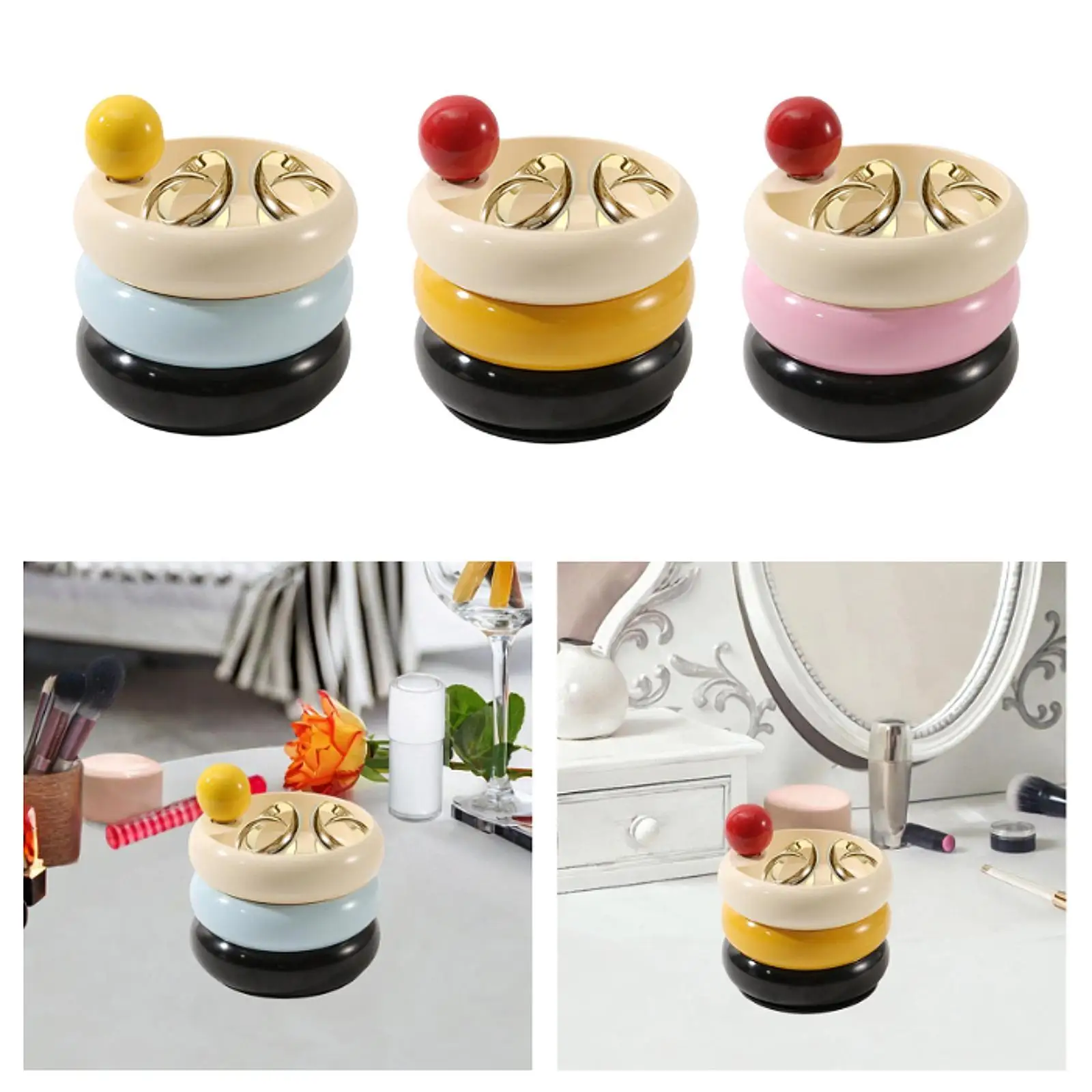 Rotatable Jewelry Box Storage Organiser Box for Desktop Office Bedside Table