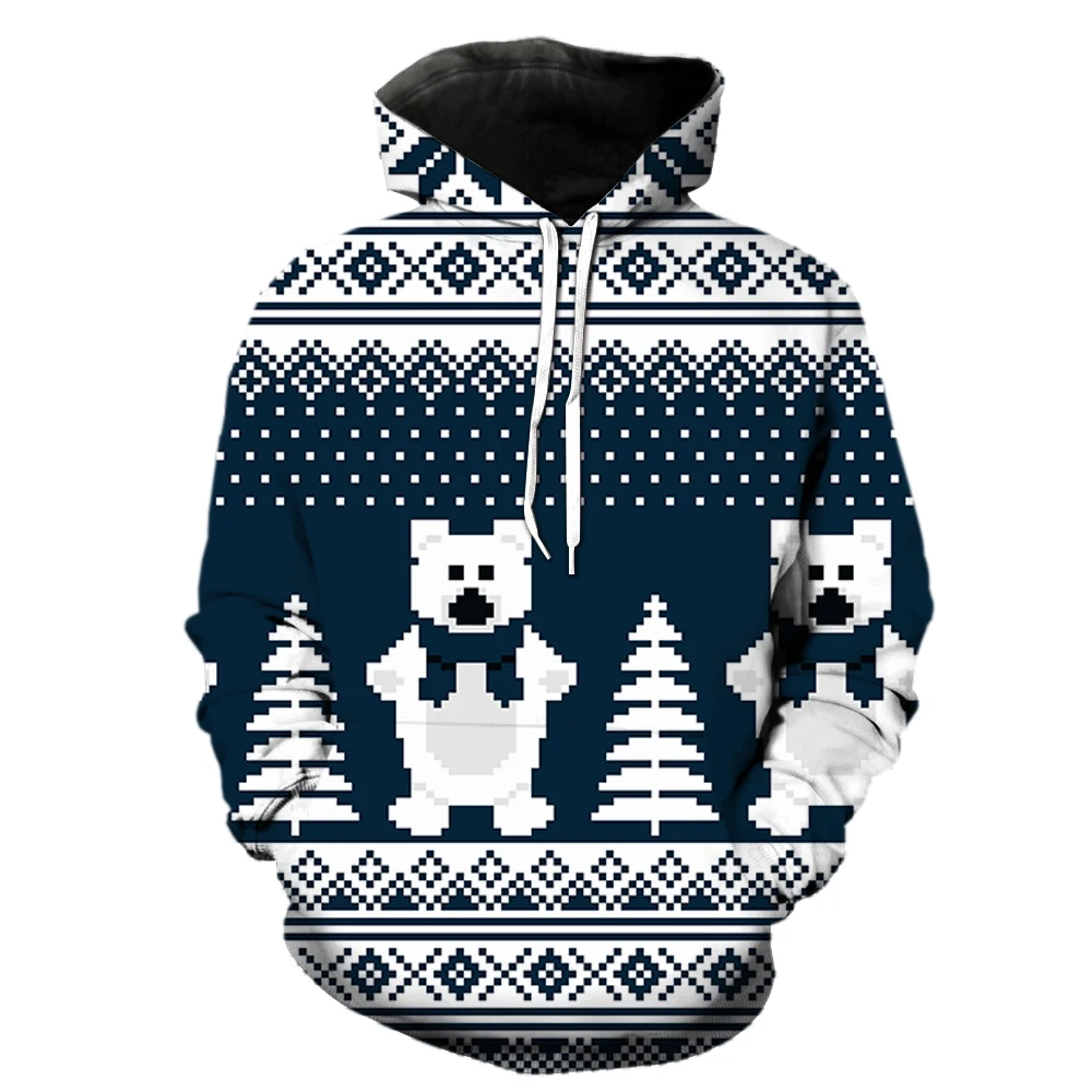 

Мужские толстовки с Санта Клаусом и рождественской елкой, топы в стиле хип-хоп для подростков, уличная одежда, свитшоты унисекс, пуловер с 3D принтом, 2022