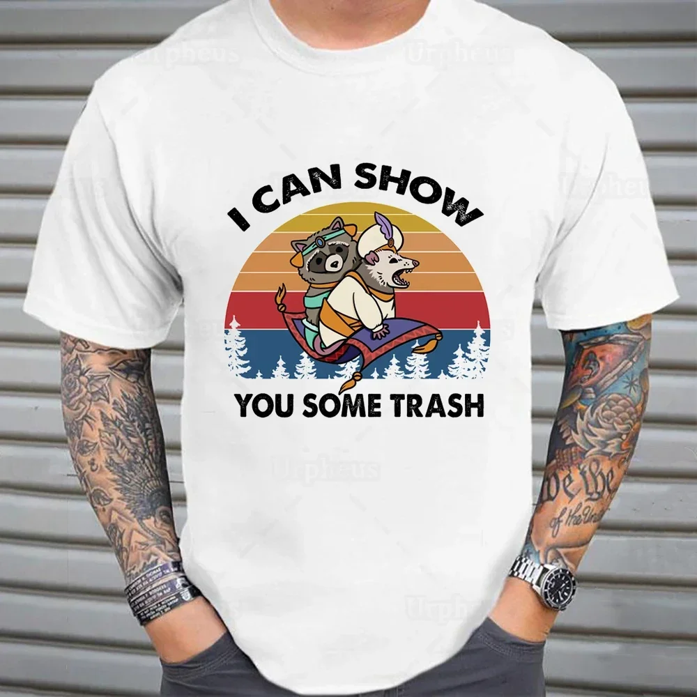 Vintage Style Retro Trash Racoons Shirt 100% Cotton Funny Top Tees I Can Show You Some Trash Raccoon and Possum T Shrit harajuku