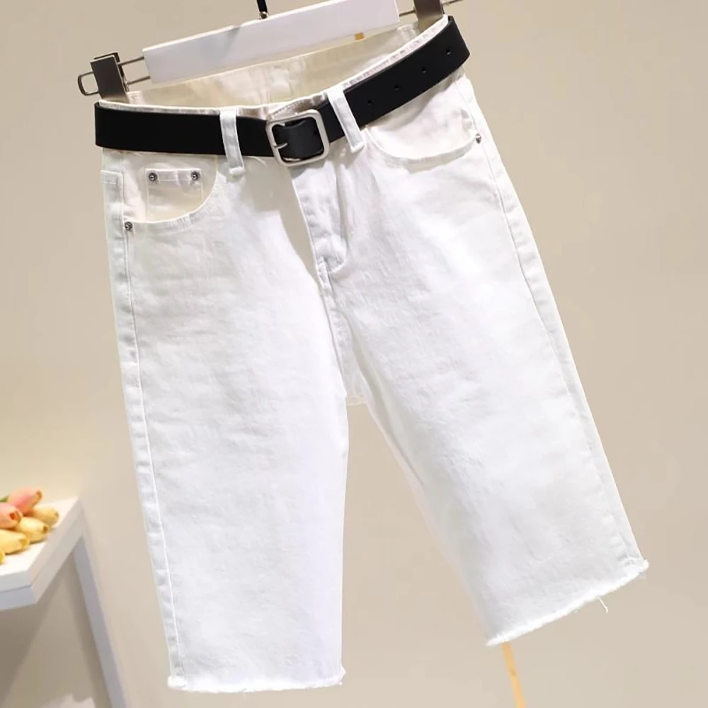 

Women White Fifth Denim Shorts Summer High Waist Slim Pencil Stretch Pants 2026 New Fashion Girls Hot Pants Streetwear